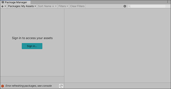 Вышел из учетной записи Unity