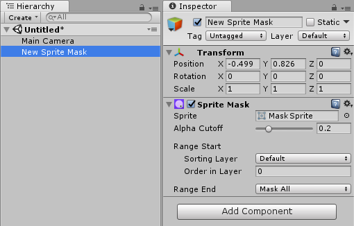 В сцене создается новый игровой объект Sprite Mask.