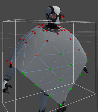 Инструмент Cloth Constraints Tool используется в Skinned Mesh Renderer.